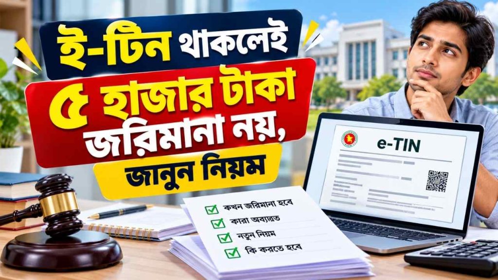 ই-টিন থাকলেই ৫ হাজার টাকা জরিমানা নয়